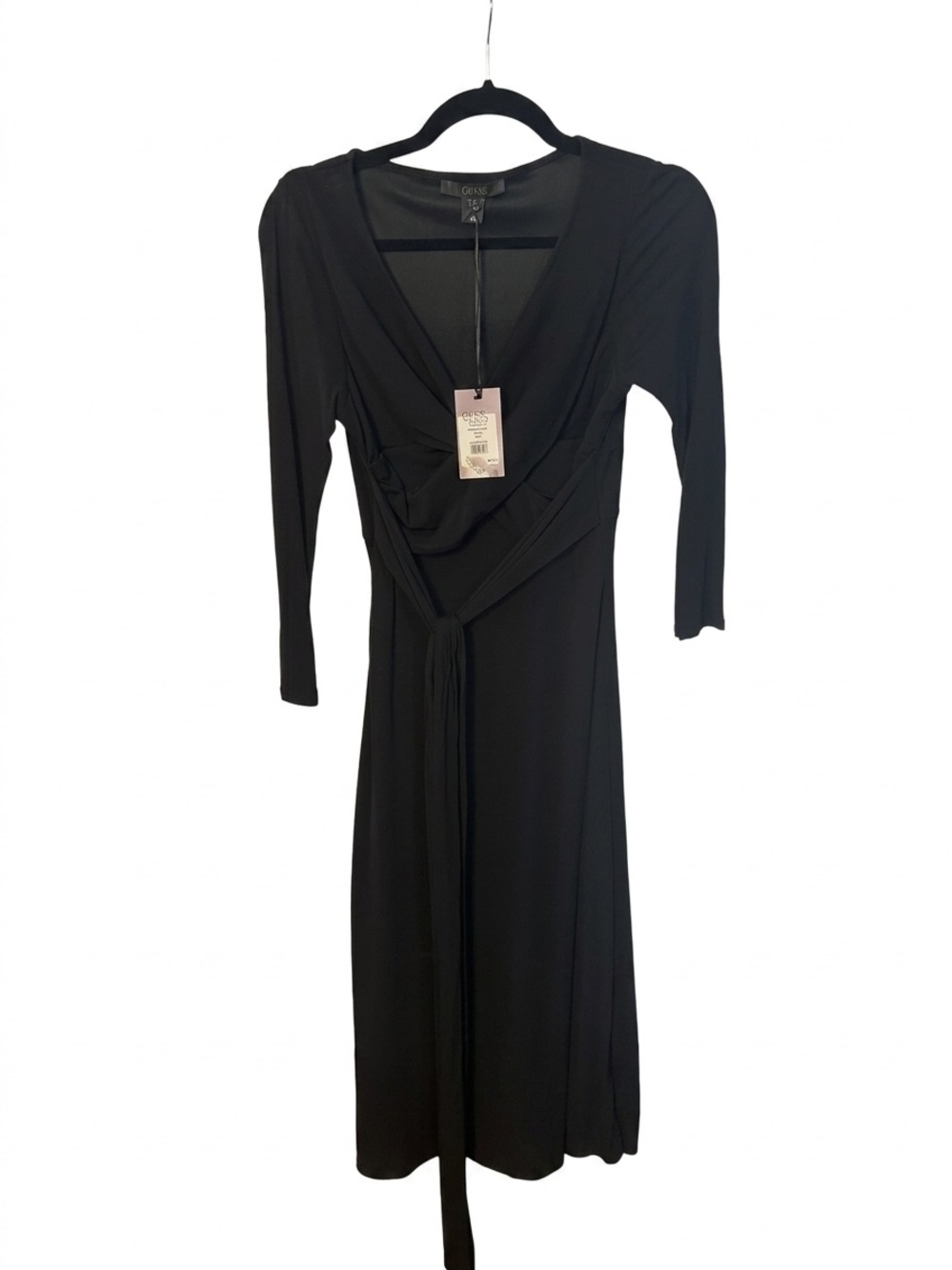 Coast  Black Long Sleeve Wrap Dress with Tie
